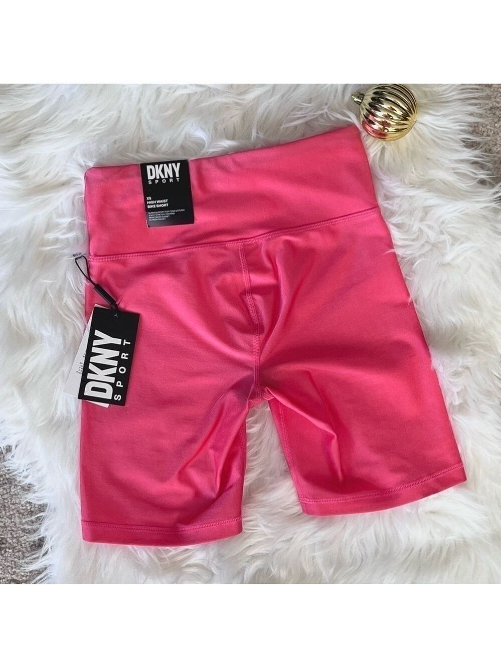 DKNY SPORT Pink High Shine High Waist Bike Shorts XS - Picture 7 of 10
